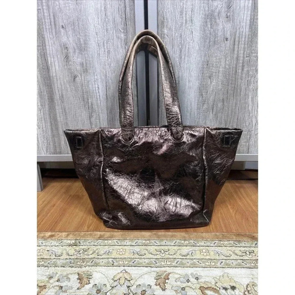 Dries Van Noten Bronze Tote Magnetic Closure Tubolar Handles Made in Italy - Picture 6 of 12